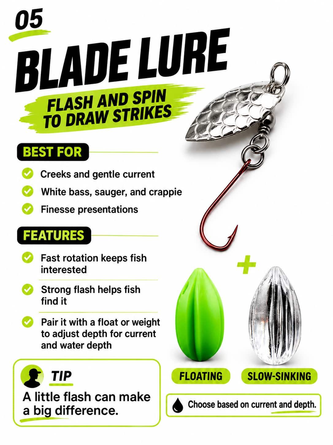 blade lure with floating and slow sinking options 7