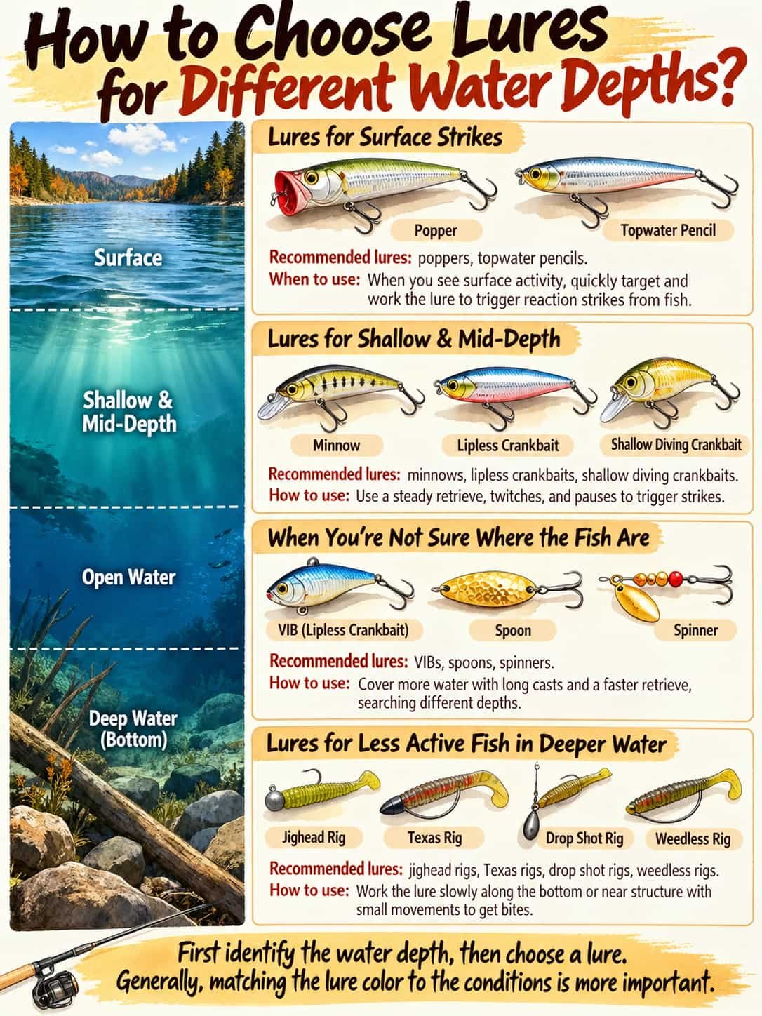 how to choose lures for different water depths 6