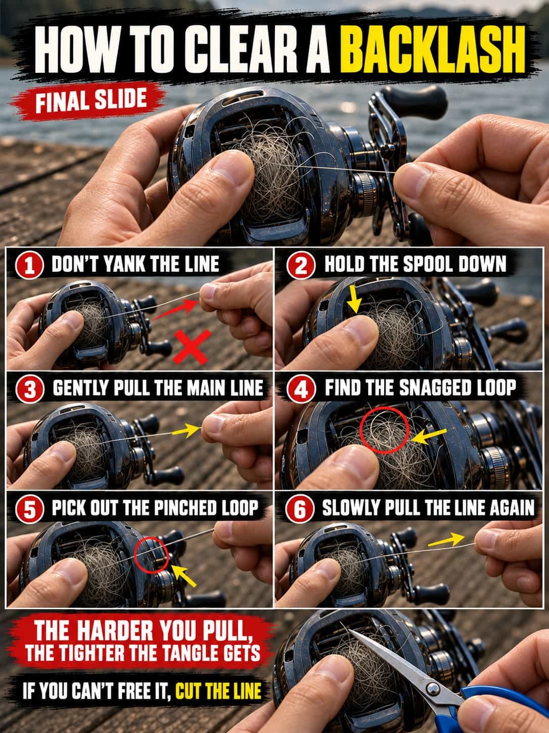how to clear baitcaster backlash 9