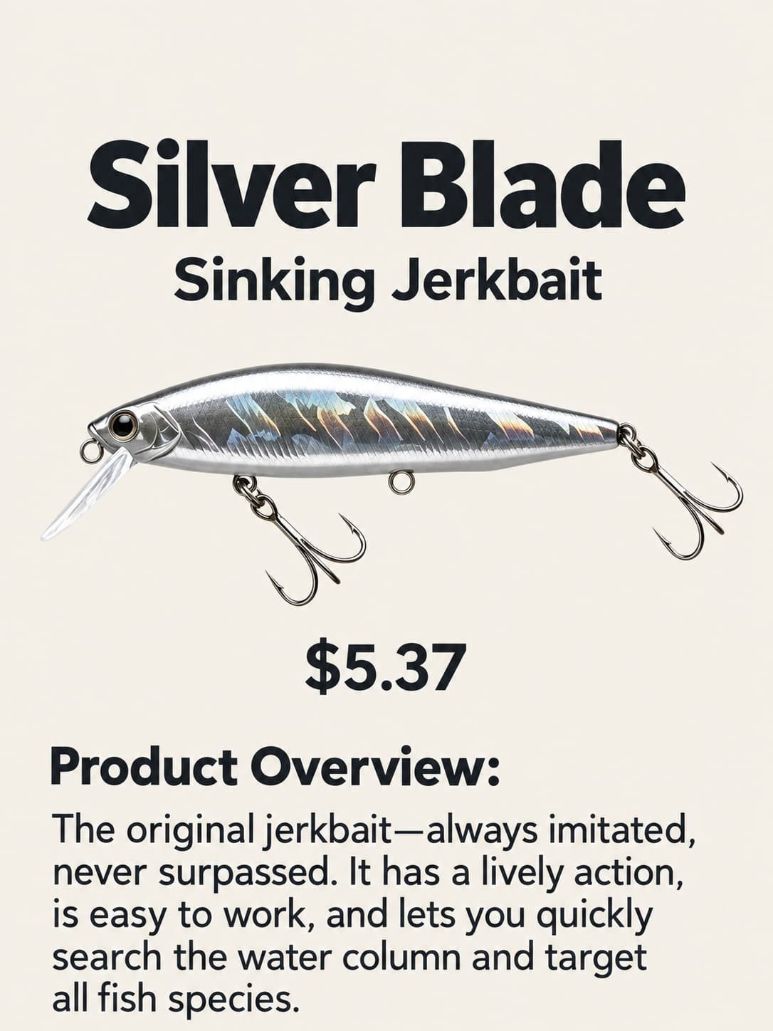 silver blade sinking jerkbait 5
