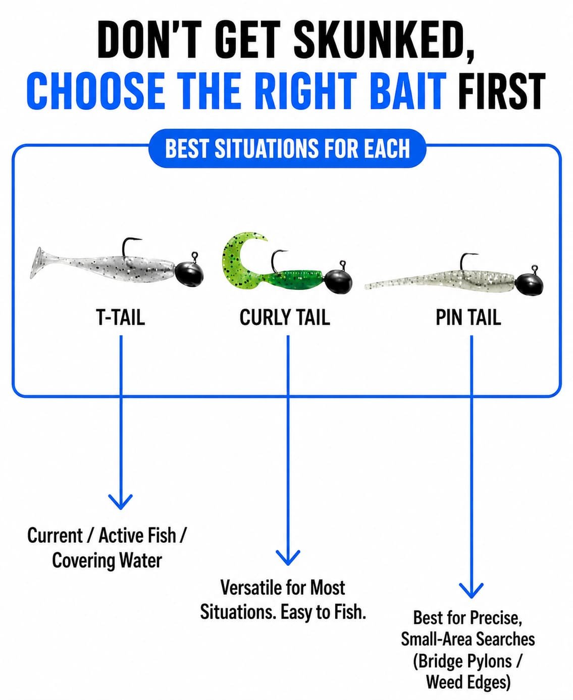 soft plastic lures t tail curly tail pin tail guide 1