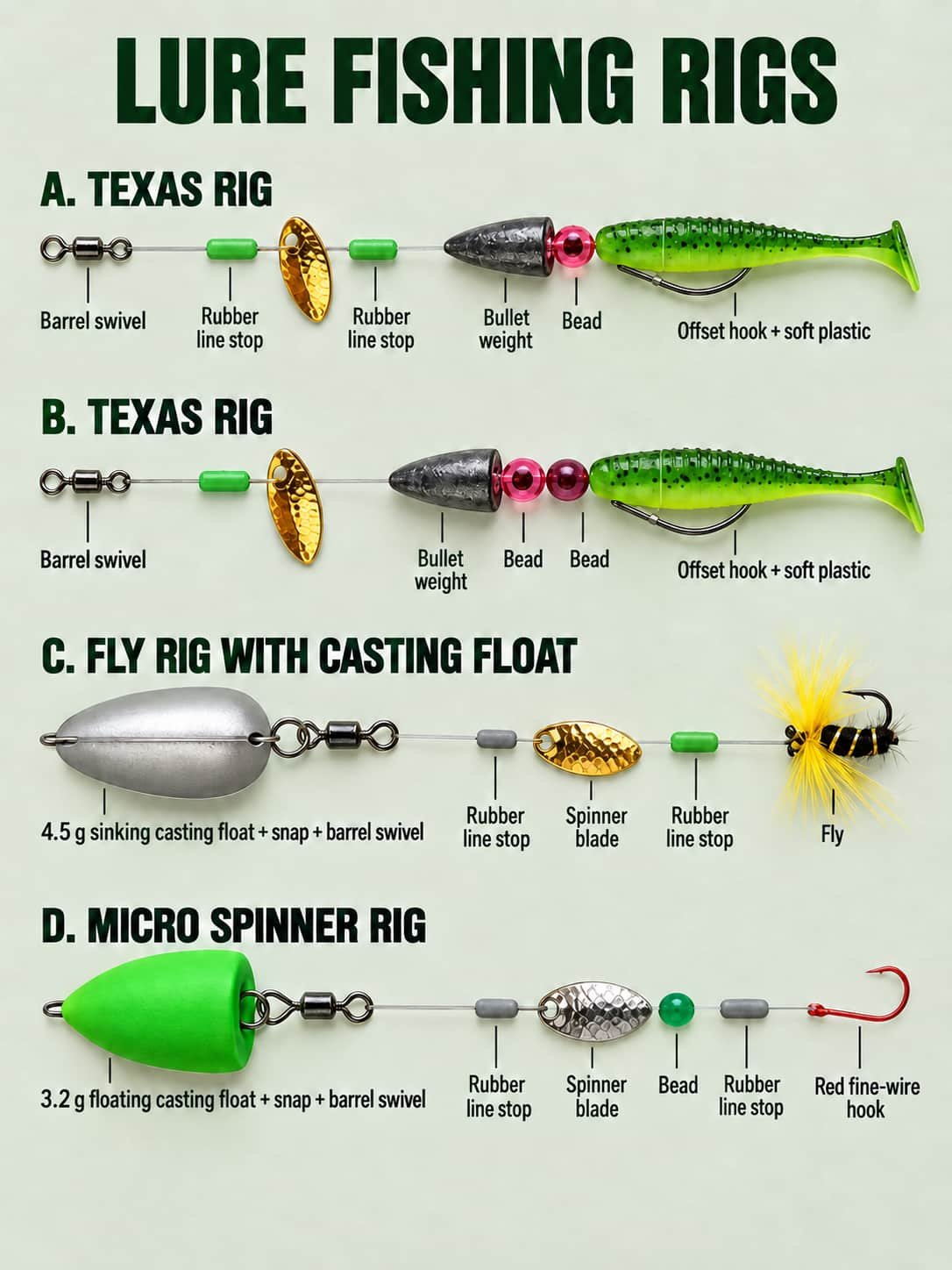texas fly and micro spinner rig diagrams 2