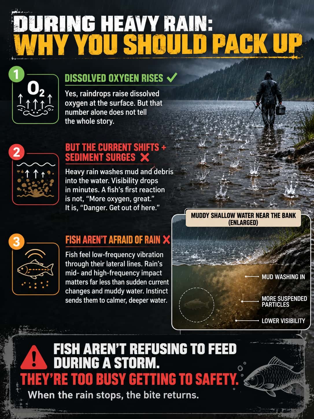 why fish stop biting during heavy rain 3
